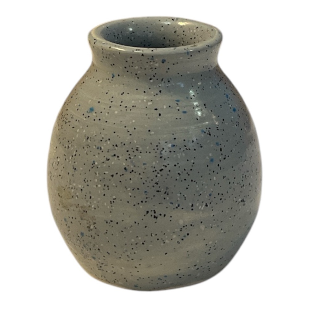 Bud Vase small handmade Pottery Vase signed spackled Blue